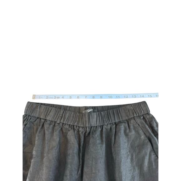 Quince Pants Black Pull On Stretch Waist Linen Relaxed Lagenlook Ankle Medium - Picture 10 of 12